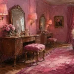 Blush Interlude Upholstered Stool Pink Bedroom Wall Art