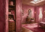 Blush Passage Wardrobe Door Revealing Carefully Pink Dressing Room Wall Art