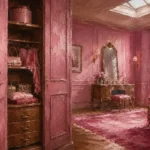 Blush Passage Wardrobe Door Revealing Carefully Pink Dressing Room Wall Art