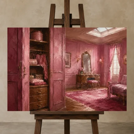 Premium Wall Art Yatay Html Edition – NM3-PNK-BD-H-005 displayed on a studio easel