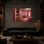 Premium Wall Art Yatay Html Edition – NM3-PNK-BD-H-005 shown in a warm modern interior