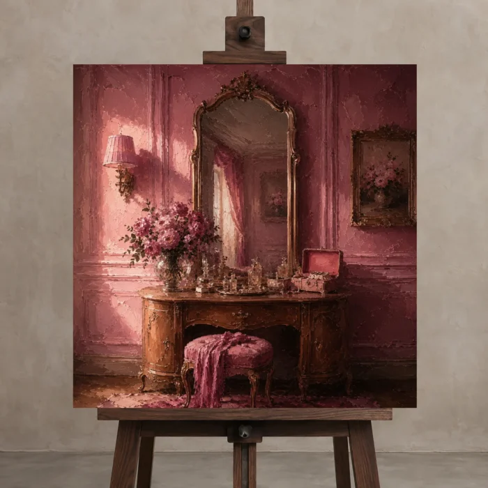 Premium Wall Art Kare Html Edition – NM3-PNK-BD-S-001 displayed on a studio easel