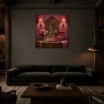 Premium Wall Art Kare Html Edition – NM3-PNK-BD-S-003 shown in a warm modern interior