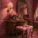 Blush Study Upholstered Stool Pink Bedroom Wall Art
