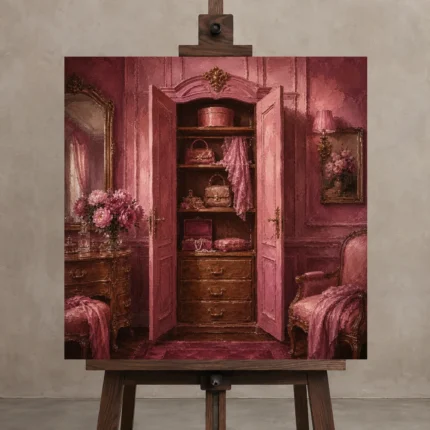 Premium Wall Art Kare Html Edition – NM3-PNK-BD-S-005 displayed on a studio easel