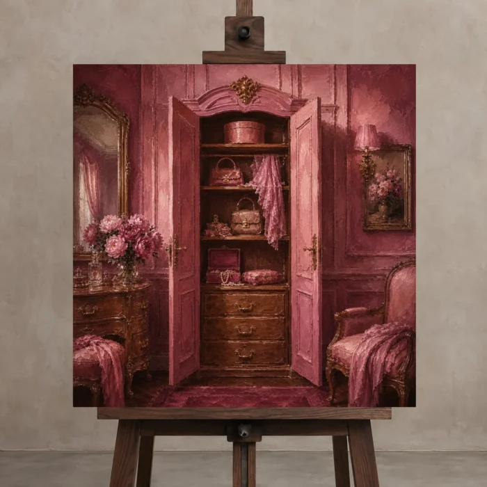 Premium Wall Art Kare Html Edition – NM3-PNK-BD-S-005 displayed on a studio easel