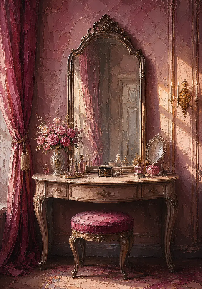 Blush Sentinel Tall Vanity Mirror Pink Bedroom Wall Art