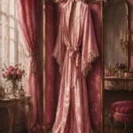 Blush Threshold Silk Dressing Gown Draped Over A Screen Pink Dressing Room Wall Art