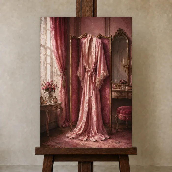 Premium Wall Art Dikey Html Edition – NM3-PNK-BD-V-002 displayed on a studio easel