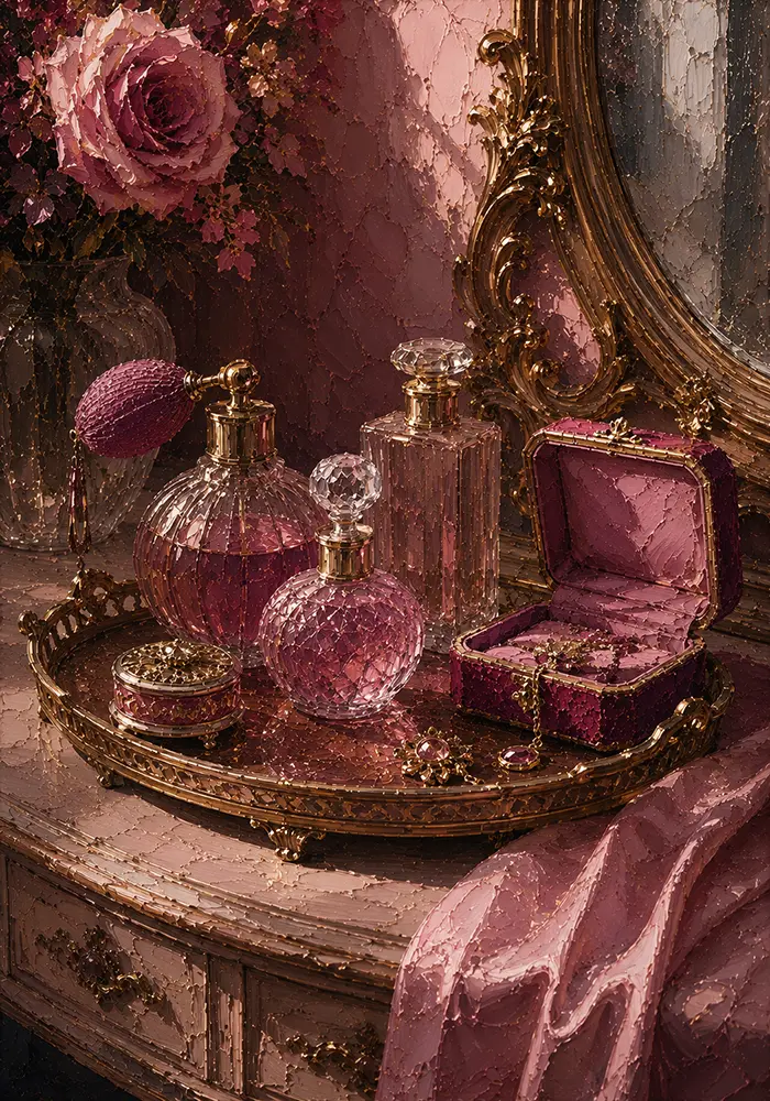 Blush Reliquary Perfume Tray Pink Bathroom Wall Art