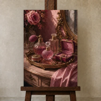 Premium Wall Art Dikey Html Edition – NM3-PNK-BD-V-003 displayed on a studio easel