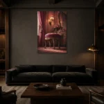 Premium Wall Art Dikey Html Edition – NM3-PNK-BD-V-004 shown in a warm modern interior