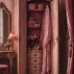 Blush Ascent Wardrobe Door Revealing Carefully Pink Dressing Room Wall Art