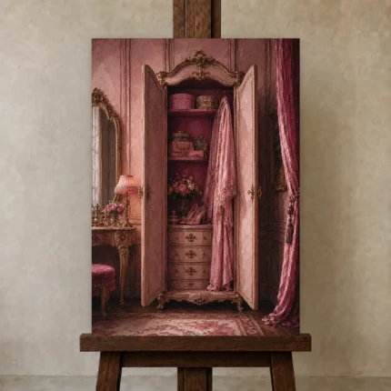 Premium Wall Art Dikey Html Edition – NM3-PNK-BD-V-005 displayed on a studio easel