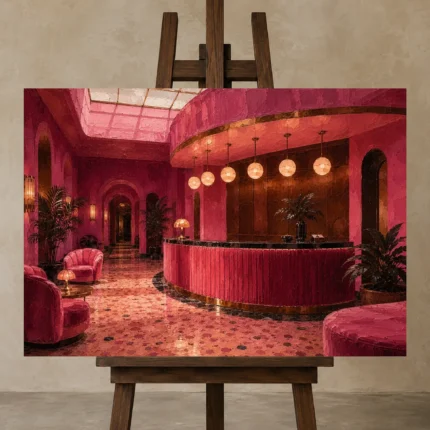 Premium Wall Art Yatay Html Edition – NM3-PNK-FH-H-001 displayed on a studio easel