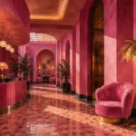 Flamingo Salon Pink Lounge Chair Pink Entryway Wall Art