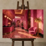 Premium Wall Art Yatay Html Edition – NM3-PNK-FH-H-002 displayed on a studio easel