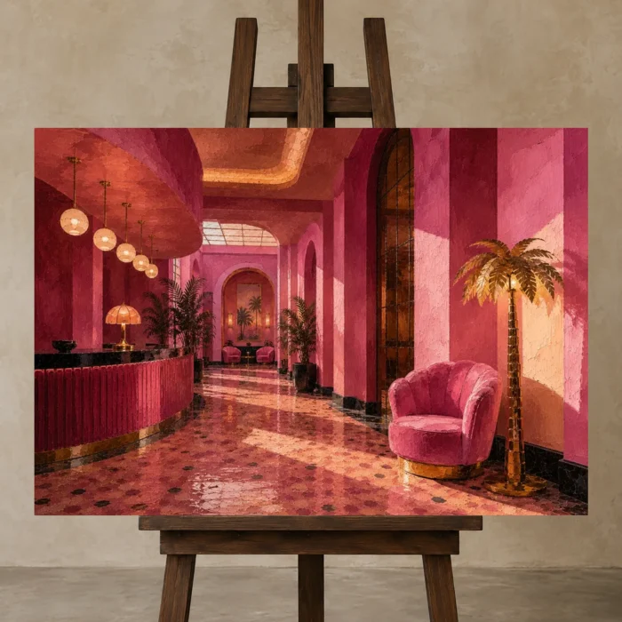 Premium Wall Art Yatay Html Edition – NM3-PNK-FH-H-002 displayed on a studio easel