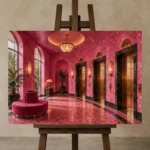 Premium Wall Art Yatay Html Edition – NM3-PNK-FH-H-003 displayed on a studio easel
