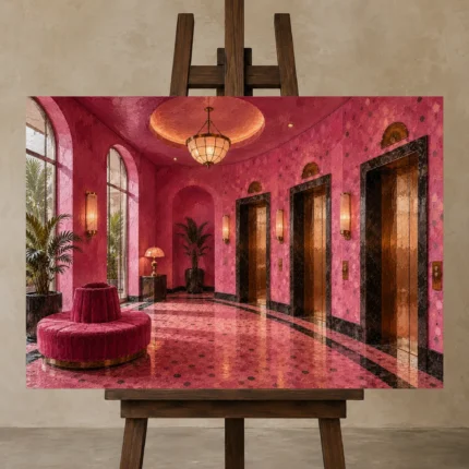 Premium Wall Art Yatay Html Edition – NM3-PNK-FH-H-003 displayed on a studio easel