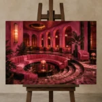 Premium Wall Art Yatay Html Edition – NM3-PNK-FH-H-004 displayed on a studio easel