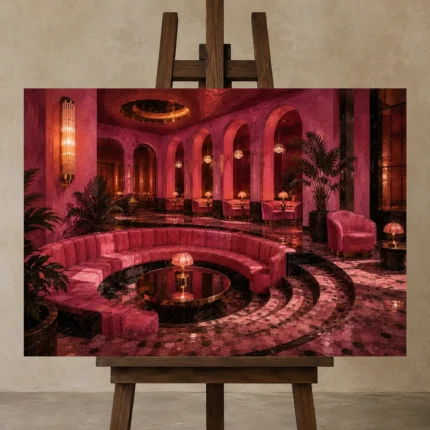 Premium Wall Art Yatay Html Edition – NM3-PNK-FH-H-004 displayed on a studio easel