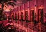Flamingo Passage Row Of Cabana Doors Pink Home Office Wall Art