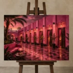 Premium Wall Art Yatay Html Edition – NM3-PNK-FH-H-005 displayed on a studio easel