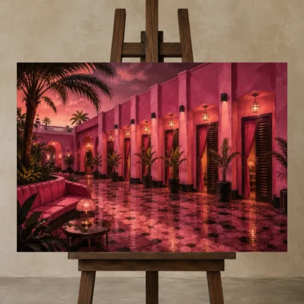 Premium Wall Art Yatay Html Edition – NM3-PNK-FH-H-005 displayed on a studio easel