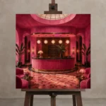 Premium Wall Art Kare Html Edition – NM3-PNK-FH-S-001 displayed on a studio easel
