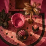 Flamingo Emblem Pink Lounge Chair Pink Entryway Wall Art