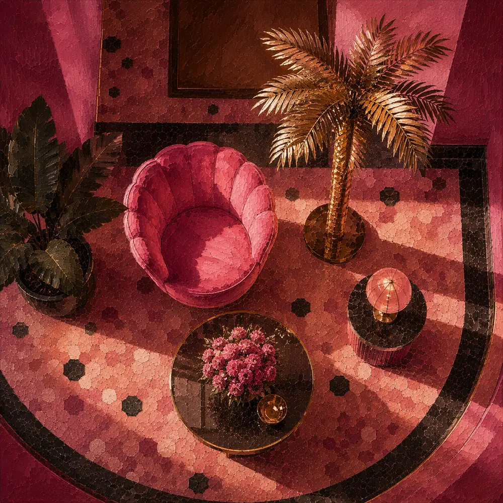 Flamingo Emblem Pink Lounge Chair Pink Entryway Wall Art