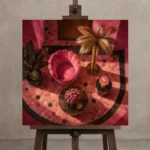 Premium Wall Art Kare Html Edition – NM3-PNK-FH-S-002 displayed on a studio easel