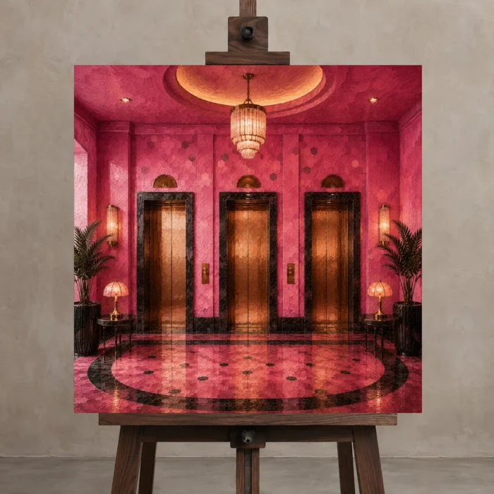 Premium Wall Art Kare Html Edition – NM3-PNK-FH-S-003 displayed on a studio easel