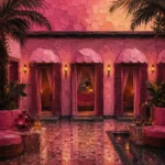 Flamingo Constellation Row Of Cabana Doors Pink Home Office Wall Art