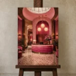 Premium Wall Art Dikey Html Edition – NM3-PNK-FH-V-001 displayed on a studio easel