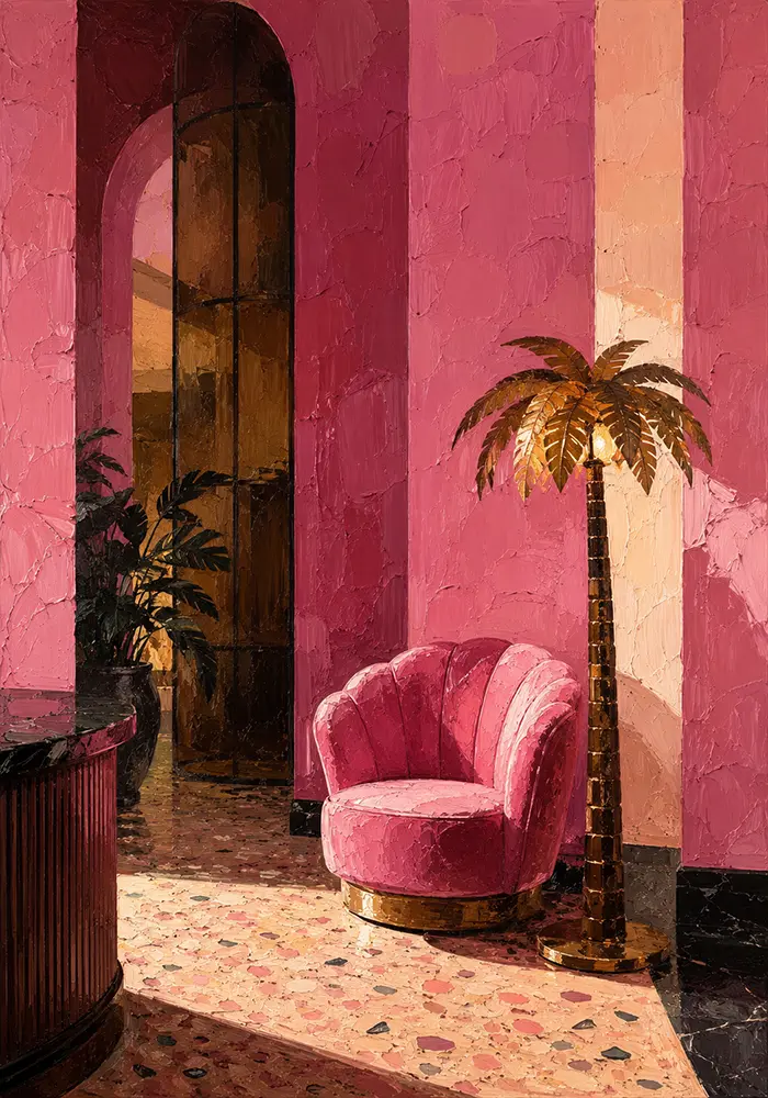 Flamingo Threshold Pink Lounge Chair Pink Entryway Wall Art
