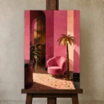Premium Wall Art Dikey Html Edition – NM3-PNK-FH-V-002 displayed on a studio easel