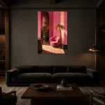 Premium Wall Art Dikey Html Edition – NM3-PNK-FH-V-002 shown in a warm modern interior