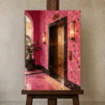 Premium Wall Art Dikey Html Edition – NM3-PNK-FH-V-003 displayed on a studio easel