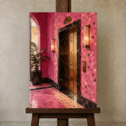 Premium Wall Art Dikey Html Edition – NM3-PNK-FH-V-003 displayed on a studio easel