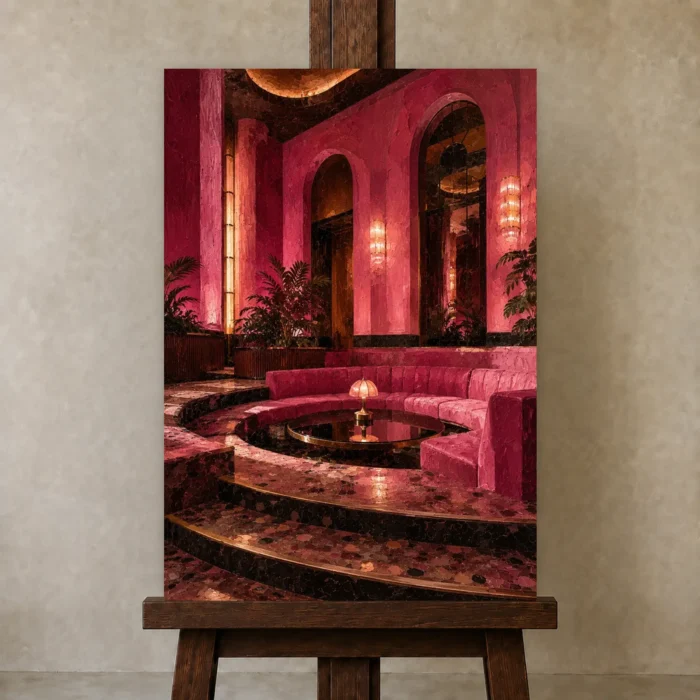 Premium Wall Art Dikey Html Edition – NM3-PNK-FH-V-004 displayed on a studio easel