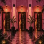 Flamingo Ascent Row Of Cabana Doors Pink Home Office Wall Art
