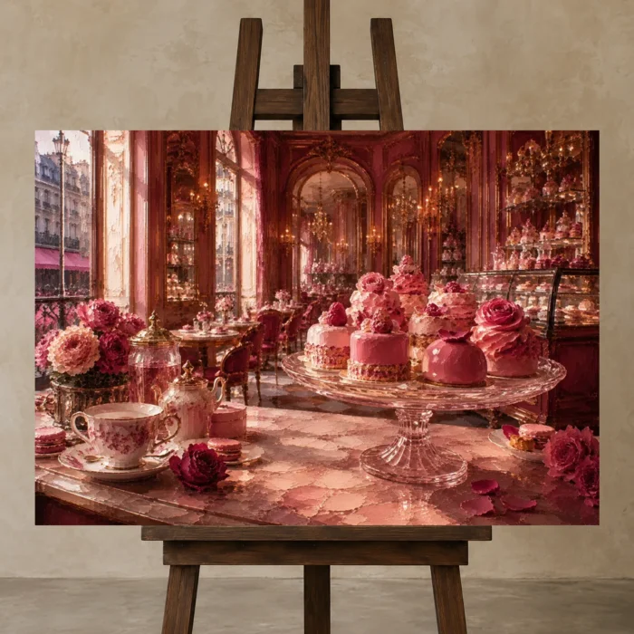 Premium Wall Art Yatay Html Edition – NM3-PNK-PP-H-001 displayed on a studio easel