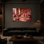 Premium Wall Art Yatay Html Edition – NM3-PNK-PP-H-001 shown in a warm modern interior