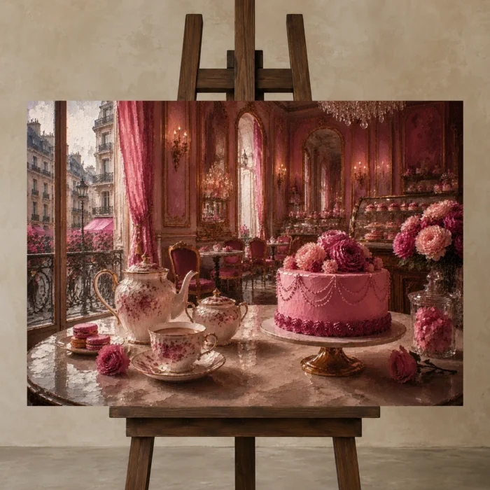 Premium Wall Art Yatay Html Edition – NM3-PNK-PP-H-005 displayed on a studio easel