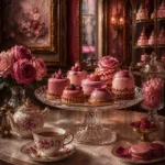 Patisserie Cabinet Glass Cake Stand Pink Kitchen Wall Art
