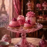 Patisserie Sentinel Glass Cake Stand Pink Kitchen Wall Art
