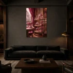 Premium Wall Art Dikey Html Edition – NM3-PNK-PP-V-002 shown in a warm modern interior