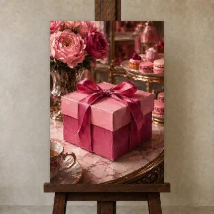 Premium Wall Art Dikey Html Edition – NM3-PNK-PP-V-003 displayed on a studio easel